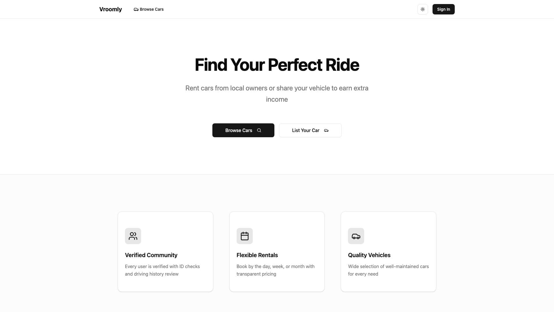 Vroomly - Car Sharing Platform